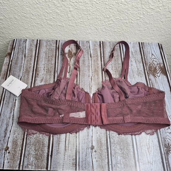 NWT Auden balconette coverage unlined bra burgundy lacey Size 40C - Picture 4 of 7